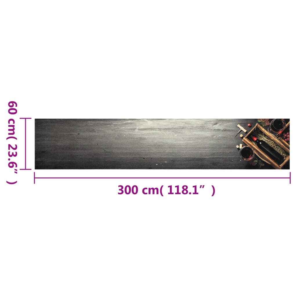 vidaXL Kitchen Rug Washable Wine Bottle 60x300 cm Velvet