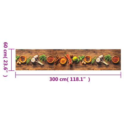 vidaXL Kitchen Rug Washable Spices 60x300 cm Velvet