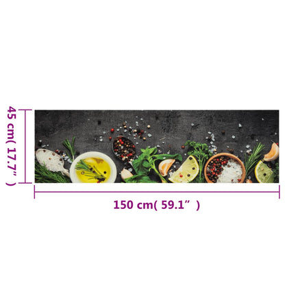 vidaXL Kitchen Rug Washable Spices 45x150 cm Velvet