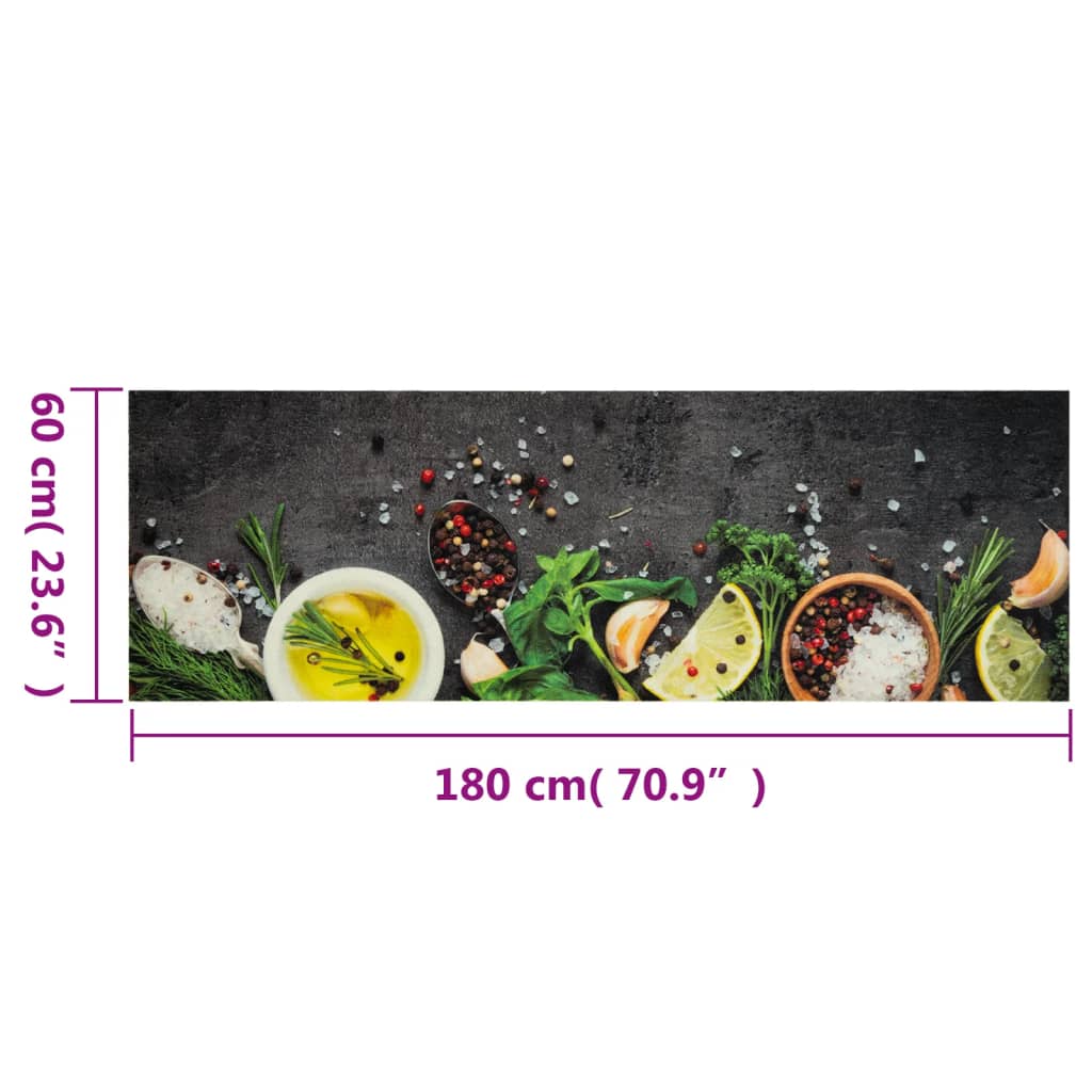 vidaXL Kitchen Rug Washable Spices 60x180 cm Velvet