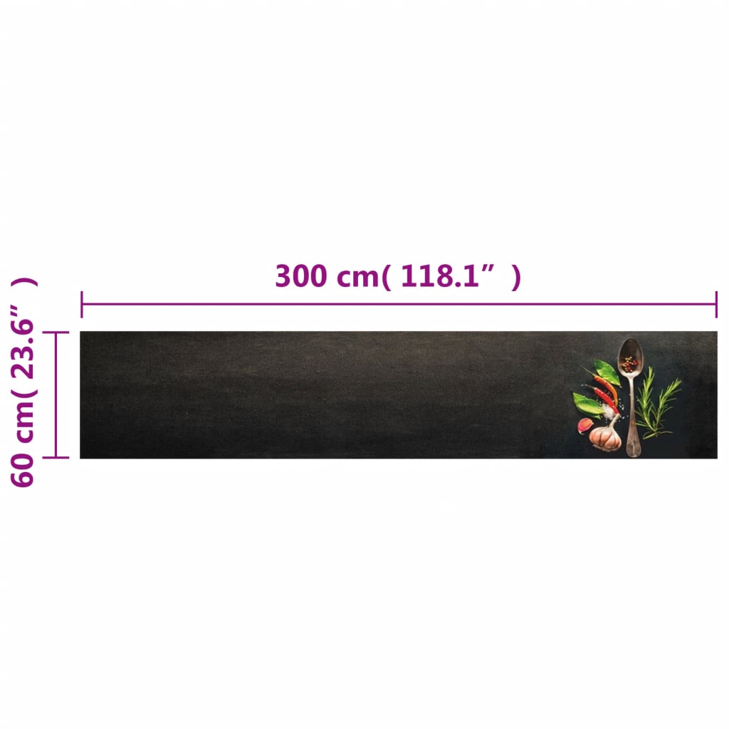 vidaXL Kitchen Rug Washable Spices 60x300 cm Velvet