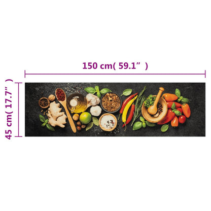 vidaXL Kitchen Rug Washable Spices 45x150 cm Velvet