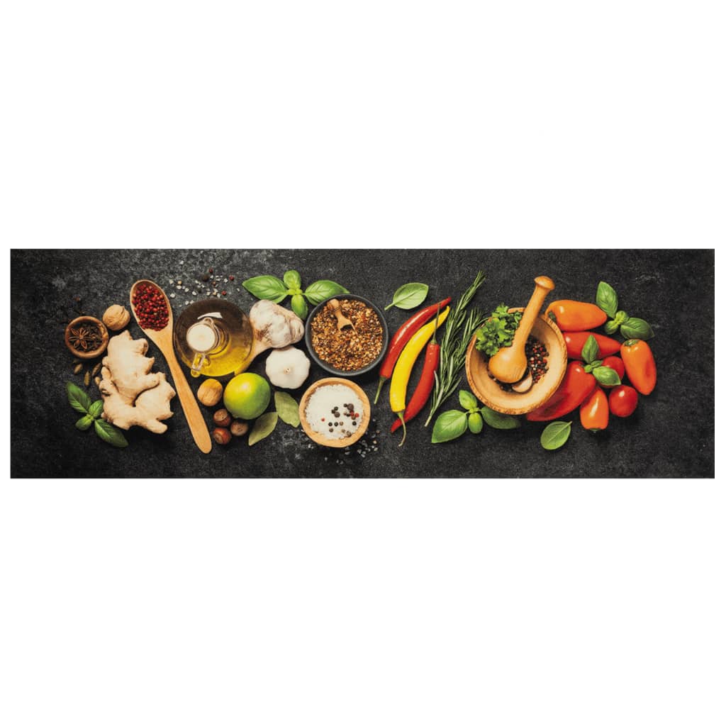 vidaXL Kitchen Rug Washable Spices 60x180 cm Velvet