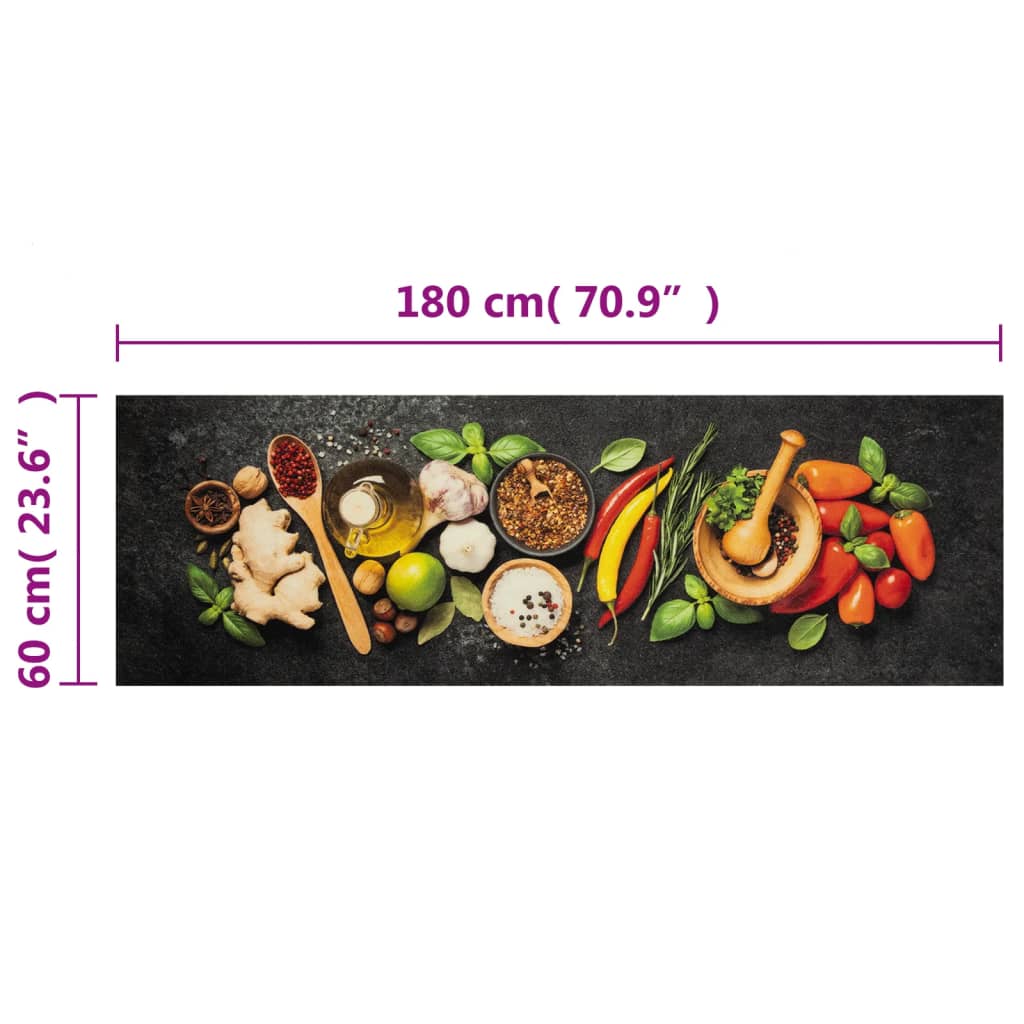 vidaXL Kitchen Rug Washable Spices 60x180 cm Velvet
