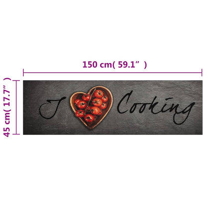 vidaXL Kitchen Rug Washable Cooking Text 45x150 cm Velvet