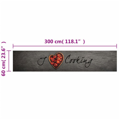 vidaXL Kitchen Rug Washable Cooking Text 60x300 cm Velvet