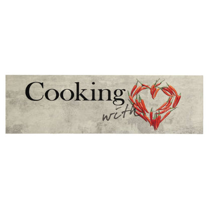vidaXL Kitchen Rug Washable Peper Cooking 45x150 cm Velvet