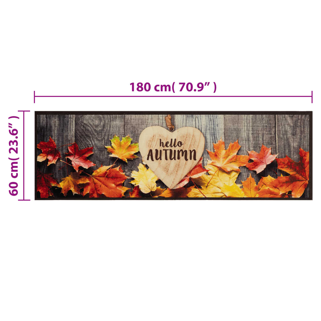 vidaXL Kitchen Rug Washable Autumn 60x180 cm Velvet