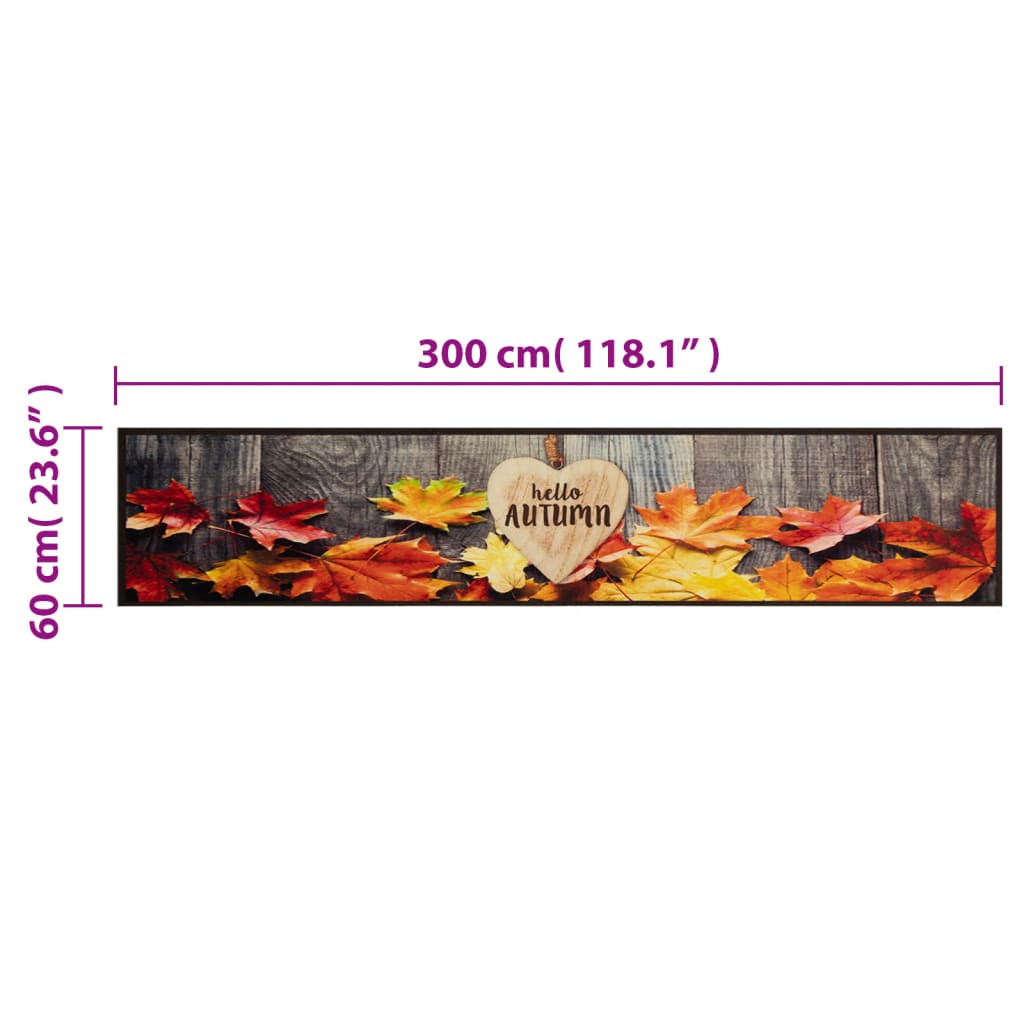 vidaXL Kitchen Rug Washable Autumn 60x300 cm Velvet