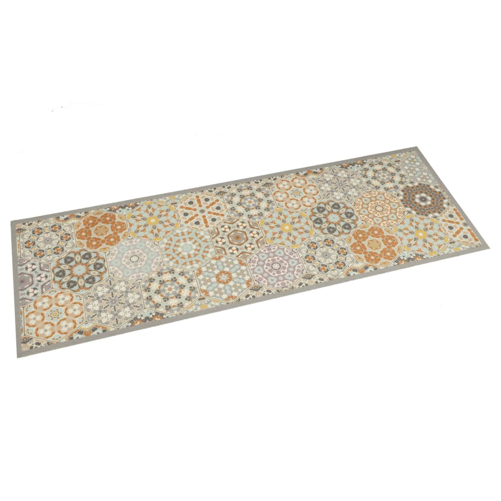 vidaXL Kitchen Rug Washable Hexagon Pastel 45x150 cm Velvet