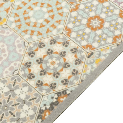 vidaXL Kitchen Rug Washable Hexagon Pastel 45x150 cm Velvet