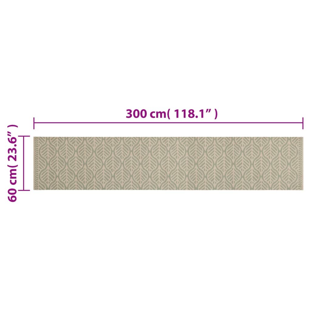 vidaXL Kitchen Rug Washable Leaves 60x300 cm Velvet