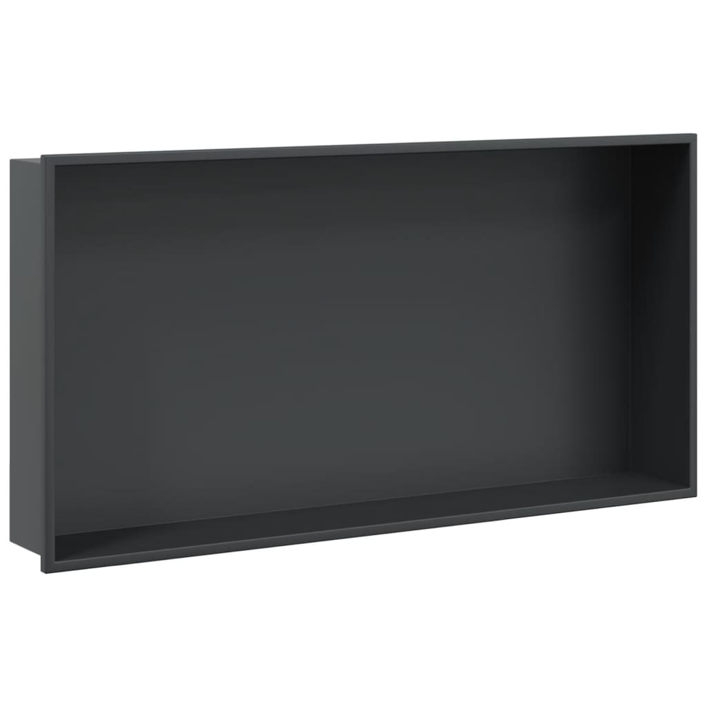 vidaXL Shower Niche Matt Black 62x32x9 cm Stainless Steel
