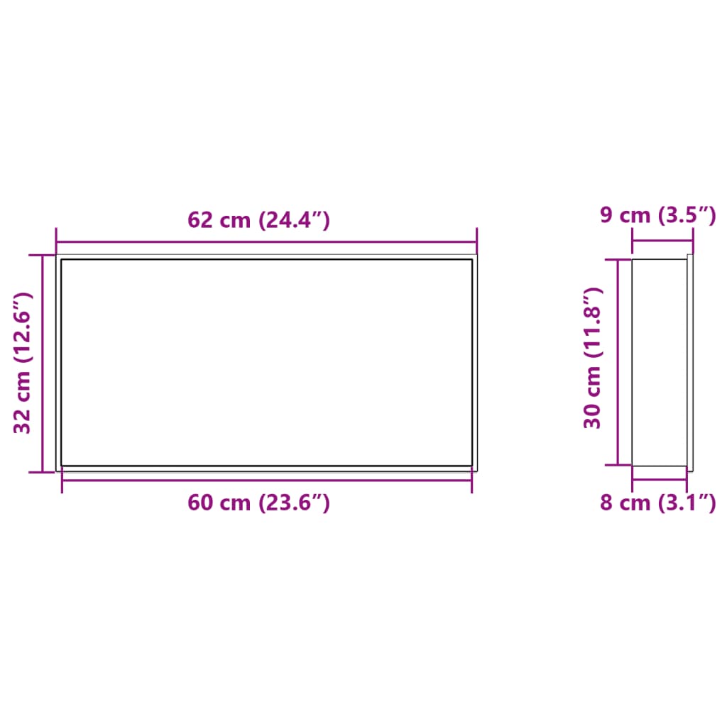 vidaXL Shower Niche Matt Black 62x32x9 cm Stainless Steel