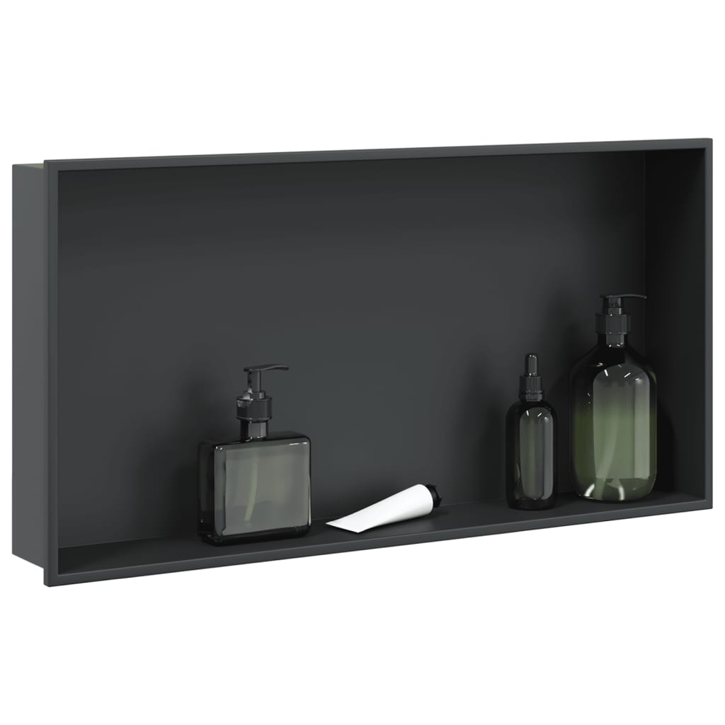 vidaXL Shower Niche Matt Black 62x32x9 cm Stainless Steel