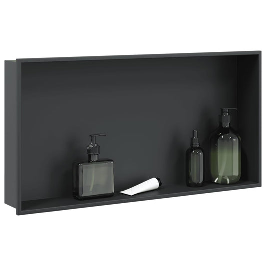 vidaXL Shower Niche Matt Black 62x32x9 cm Stainless Steel