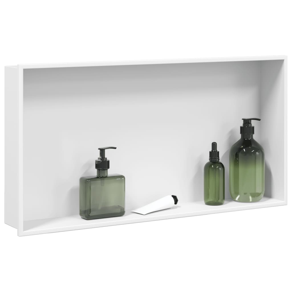 vidaXL Shower Niche Matt White 62x32x9 cm Stainless Steel