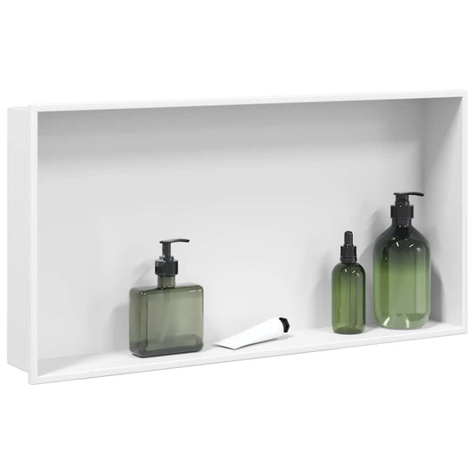 vidaXL Shower Niche Matt White 62x32x9 cm Stainless Steel