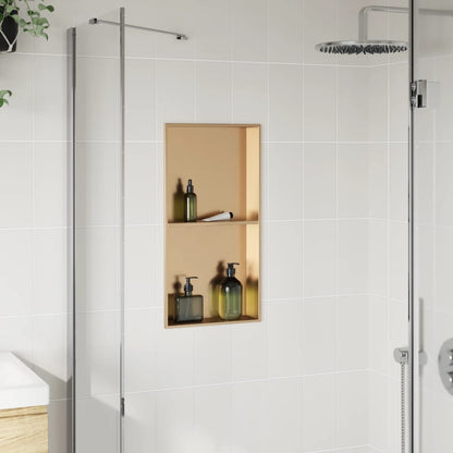 vidaXL Shower Niche Brushed Gold 32x62x9 cm Stainless Steel