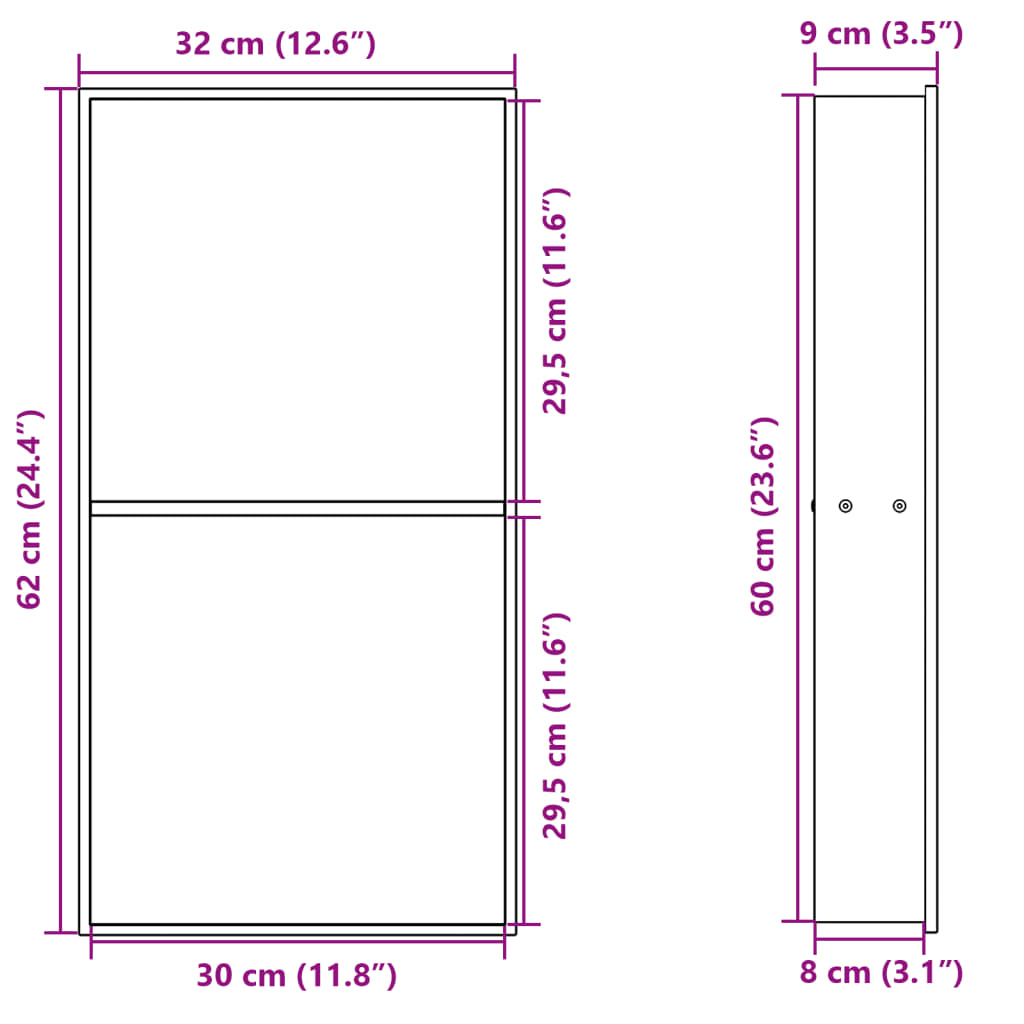 vidaXL Shower Niche Matt White 32x62x9 cm Stainless Steel