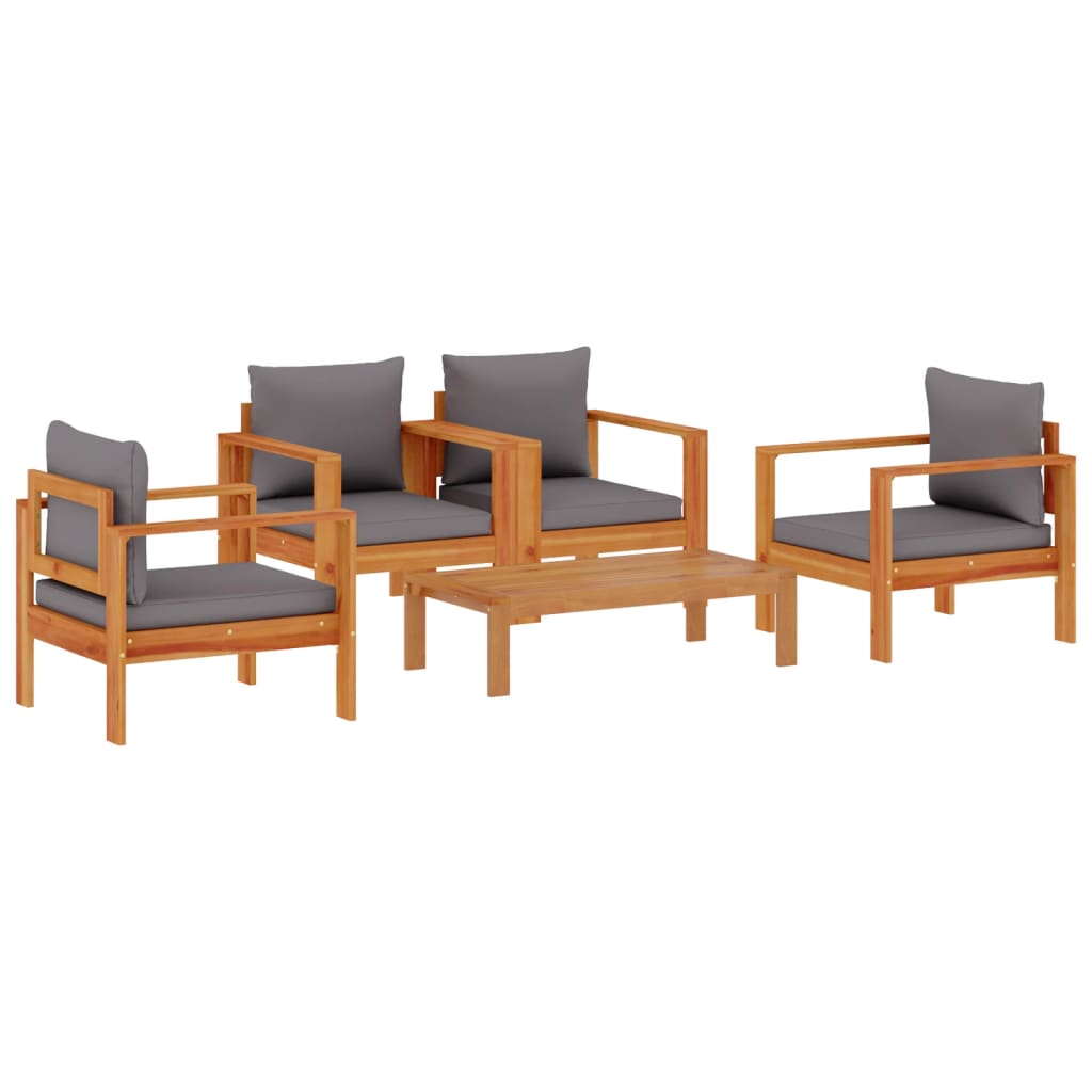 vidaXL 5 Piece Garden Sofa Set with Cushions Solid Wood Acacia