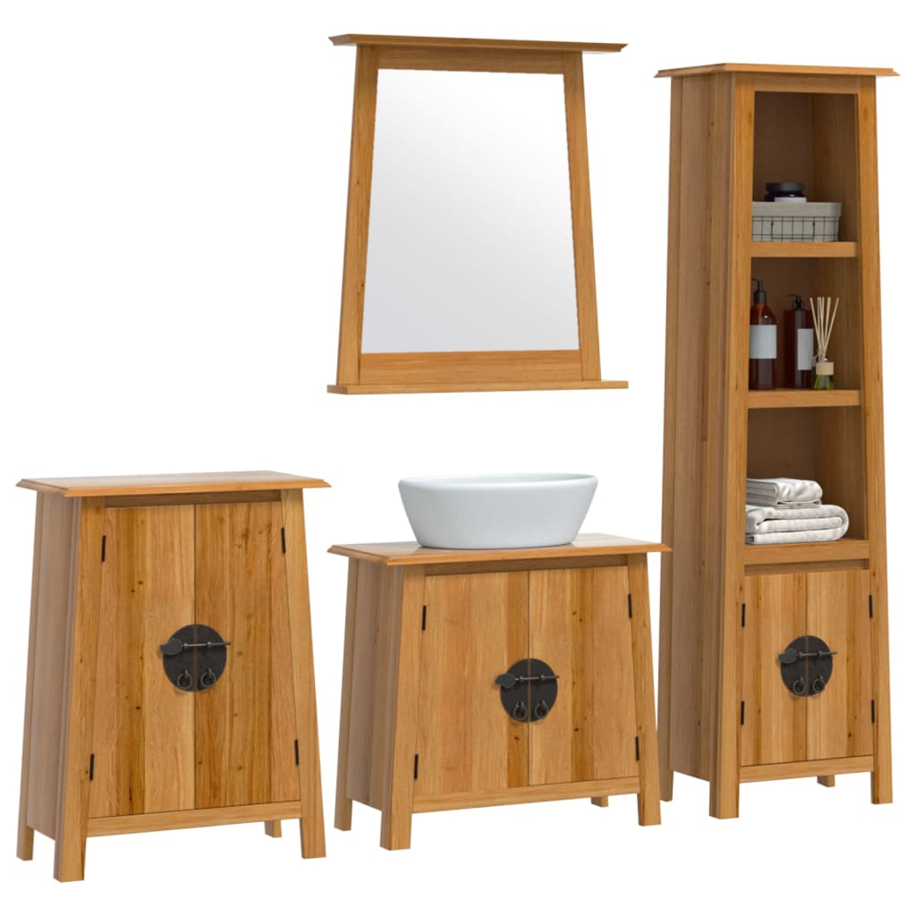 vidaXL 4 Piece Bathroom Furniture Set Solid Wood Pine