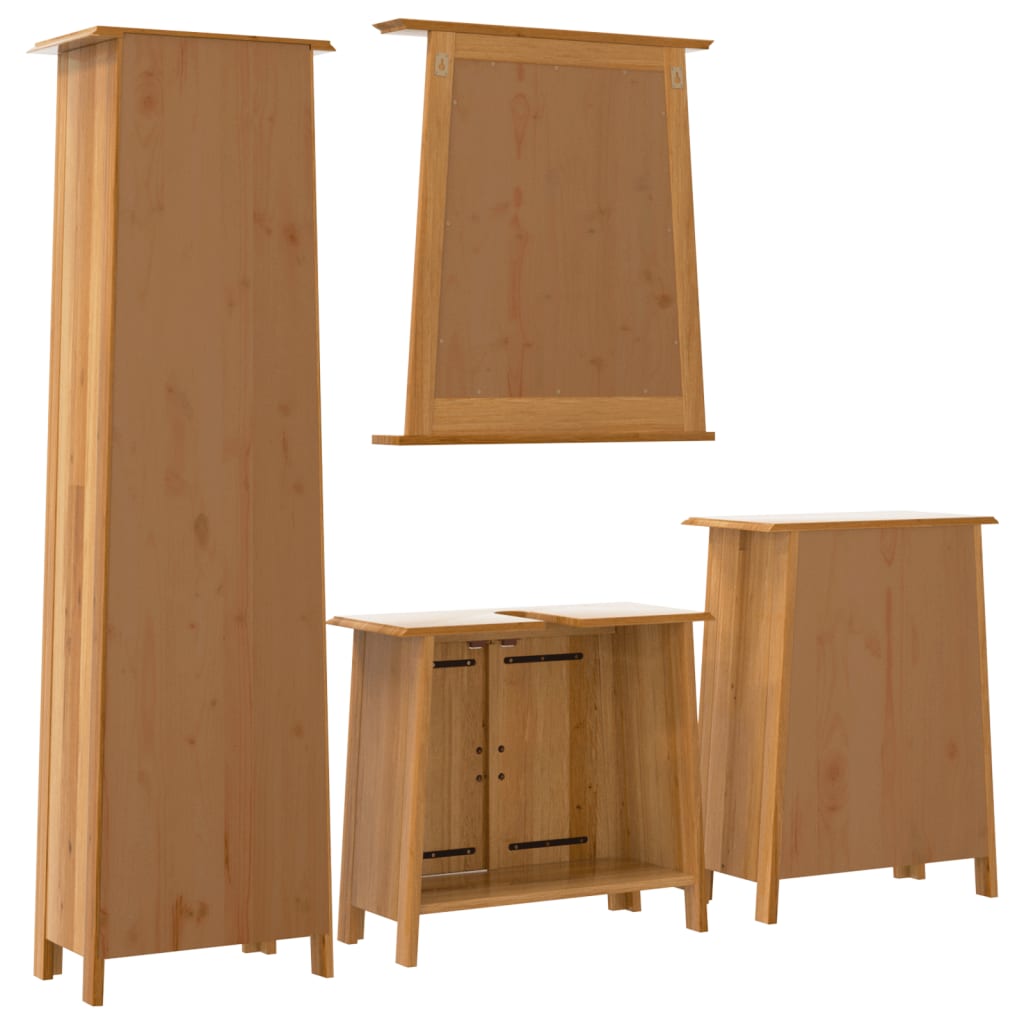 vidaXL 4 Piece Bathroom Furniture Set Solid Wood Pine