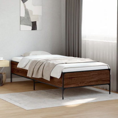 vidaXL Bed Frame without Mattress Brown Oak 100x200 cm