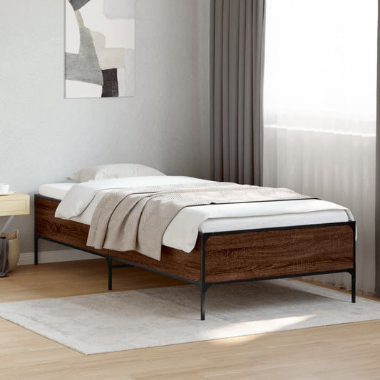 vidaXL Bed Frame without Mattress Brown Oak 100x200 cm
