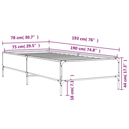 vidaXL Bed Frame without Mattress Black 75x190 cm Small Single