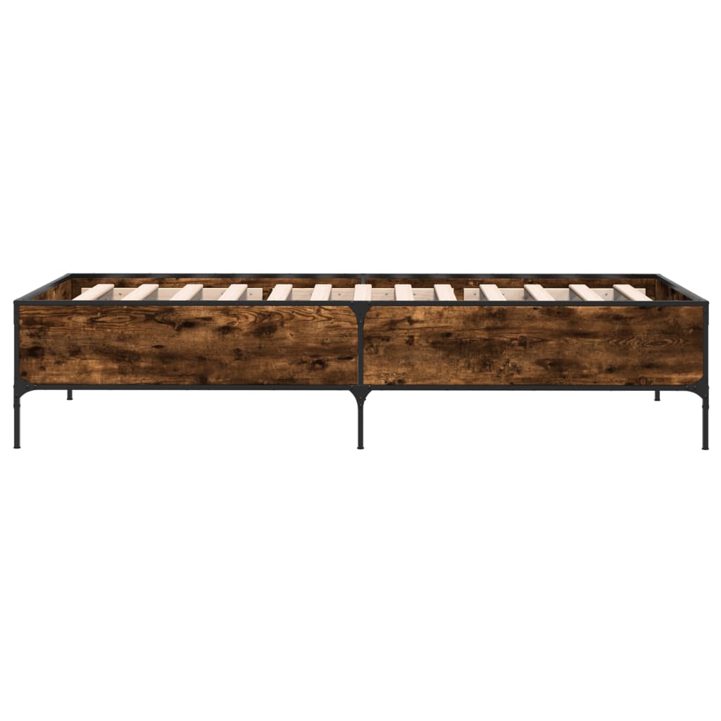 vidaXL Bed Frame without Mattress Smoked Oak 75x190 cm Small Single