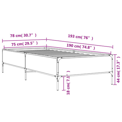 vidaXL Bed Frame without Mattress Smoked Oak 75x190 cm Small Single