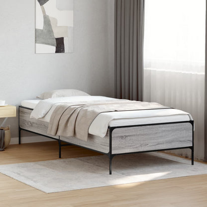vidaXL Bed Frame without Mattress Grey Sonoma 75x190 cm Small Single
