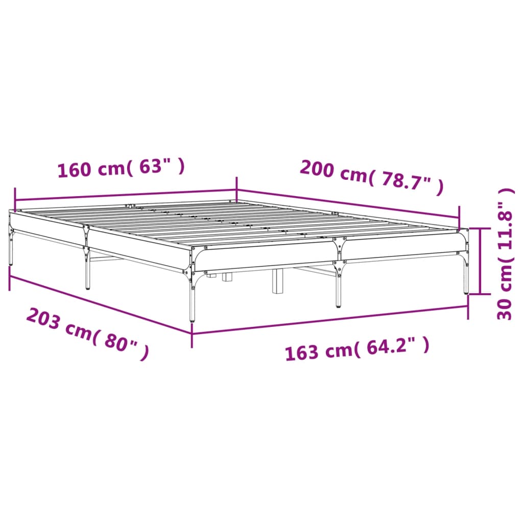 vidaXL Bed Frame without Mattress Brown Oak 160x200 cm