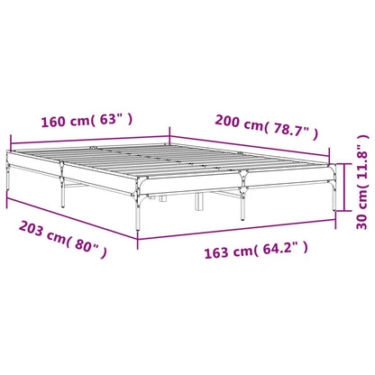 vidaXL Bed Frame without Mattress Brown Oak 160x200 cm