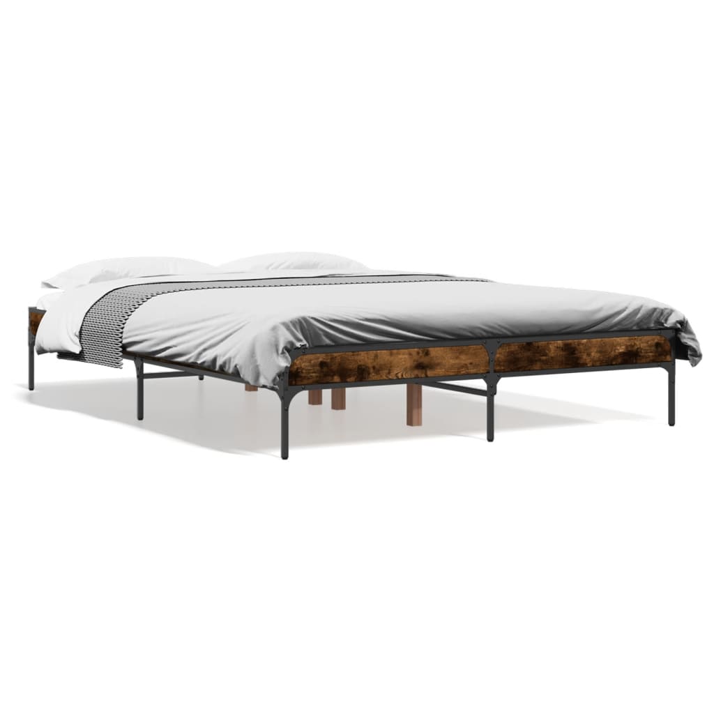 vidaXL Bed Frame without Mattress Smoked Oak 120x200 cm
