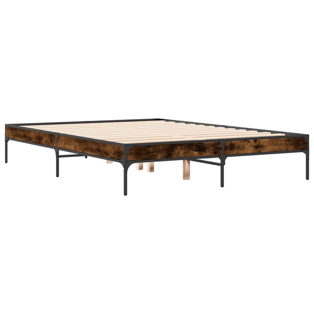 vidaXL Bed Frame without Mattress Smoked Oak 120x200 cm