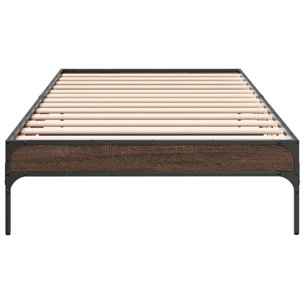 vidaXL Bed Frame without Mattress Brown Oak 100x200 cm