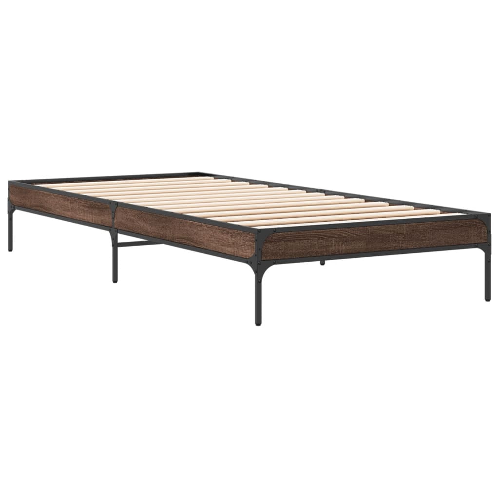 vidaXL Bed Frame without Mattress Brown Oak 100x200 cm