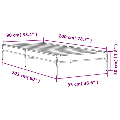 vidaXL Bed Frame without Mattress Brown Oak 90x200 cm