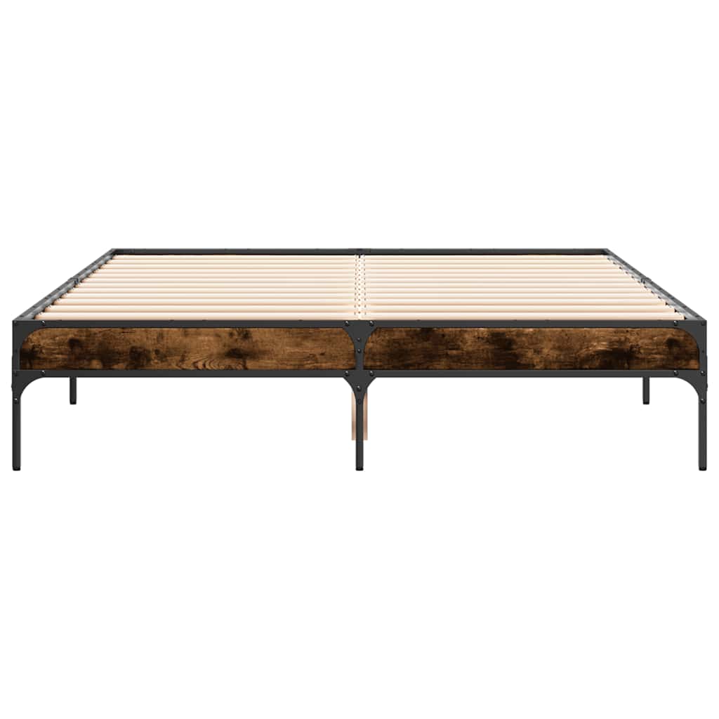 vidaXL Bed Frame without Mattress Smoked Oak 135x190 cm Double