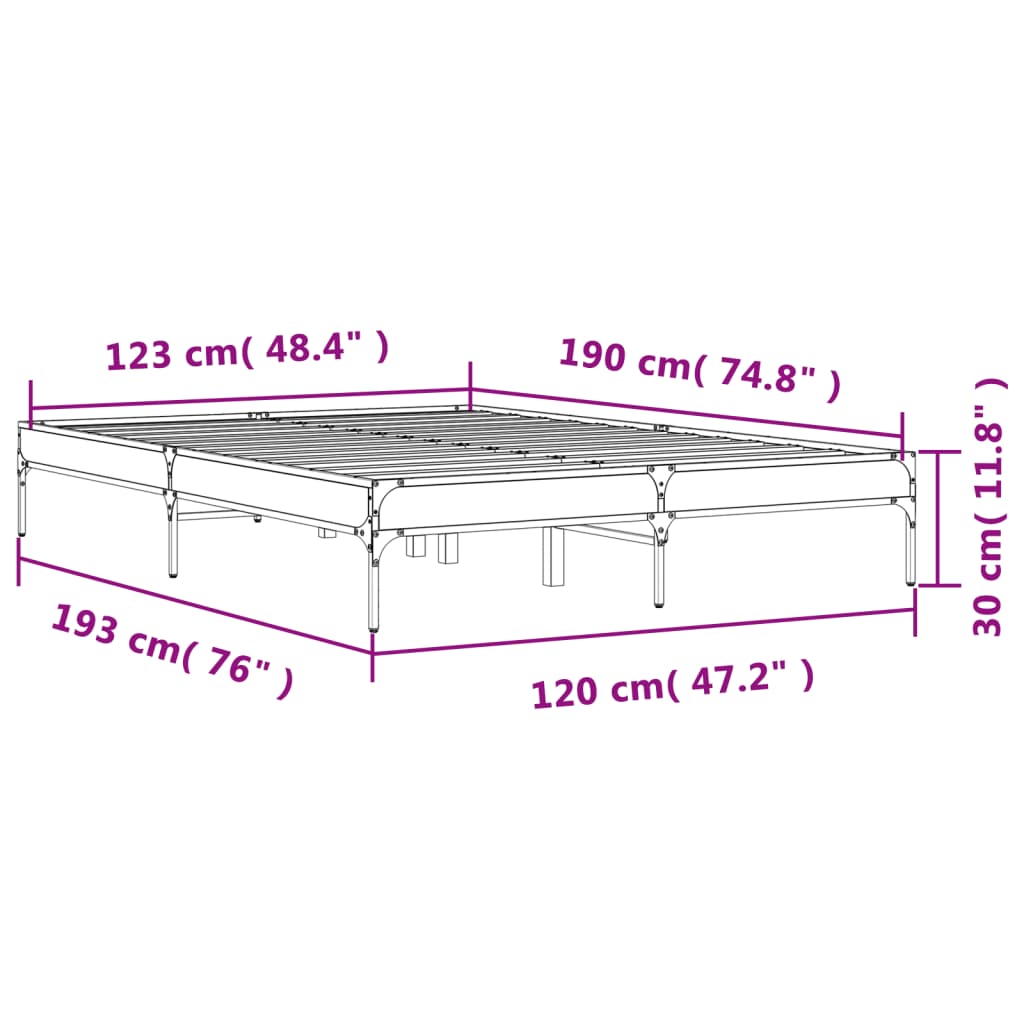 vidaXL Bed Frame without Mattress Black 120x190 cm Small Double