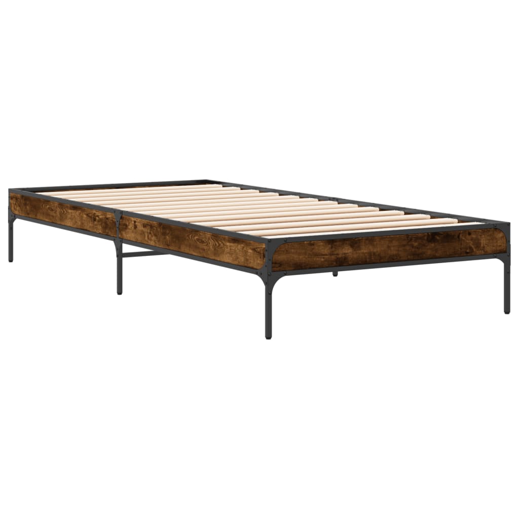 vidaXL Bed Frame without Mattress Smoked Oak 90x190 cm Single