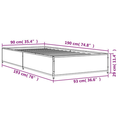 vidaXL Bed Frame without Mattress Brown Oak 90x190 cm Single