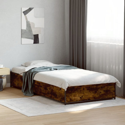 vidaXL Bed Frame without Mattress Smoked Oak 75x190 cm Small Single