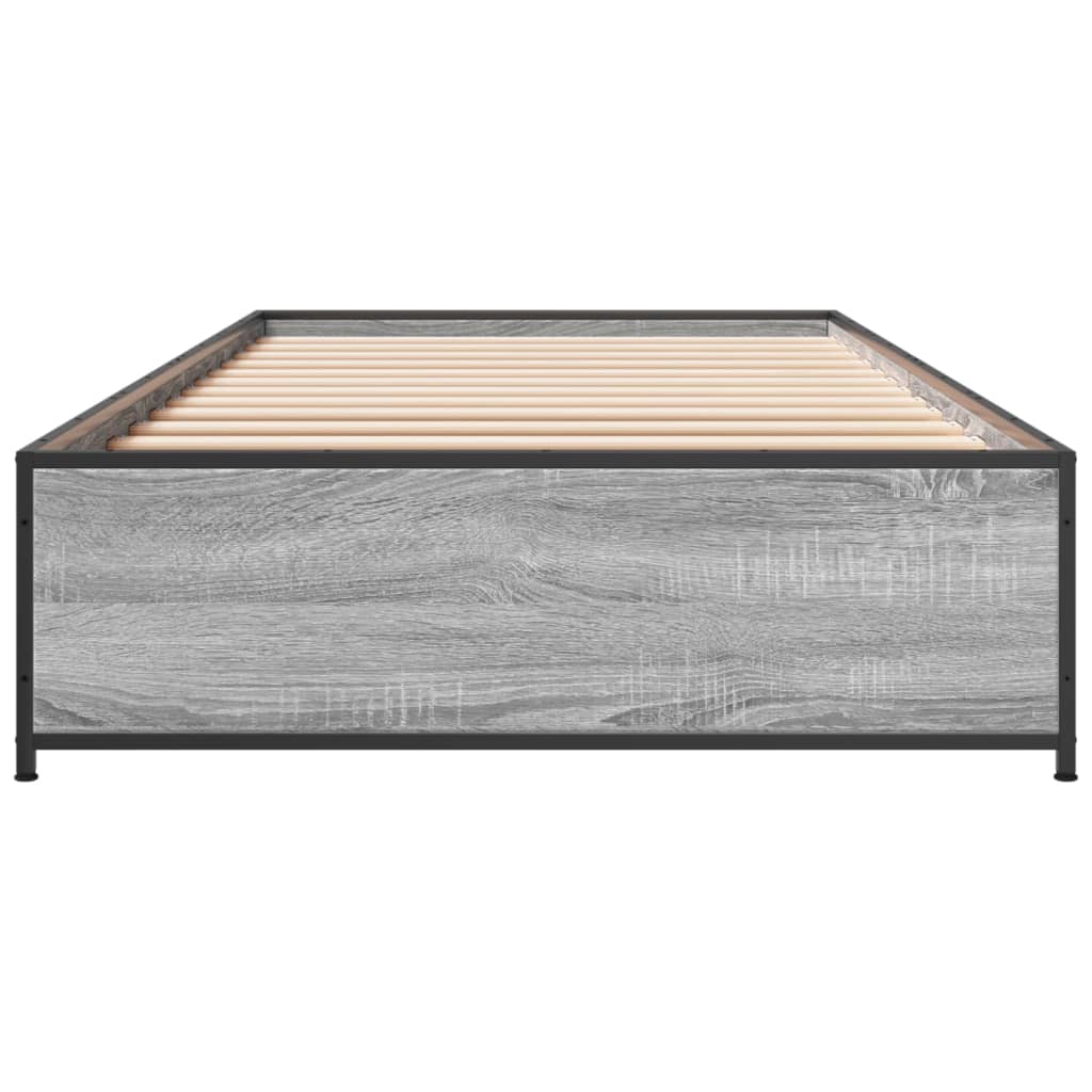 vidaXL Bed Frame without Mattress Grey Sonoma 75x190 cm Small Single
