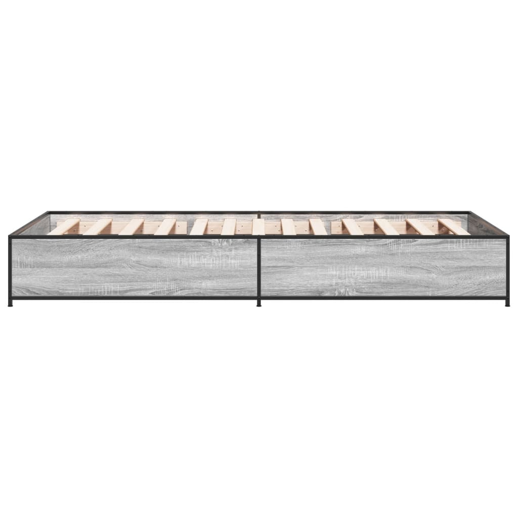 vidaXL Bed Frame without Mattress Grey Sonoma 75x190 cm Small Single