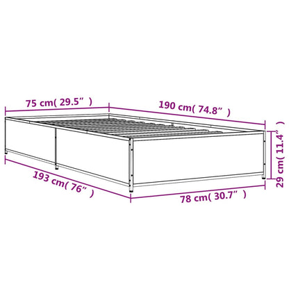 vidaXL Bed Frame without Mattress Brown Oak 75x190 cm Small Single