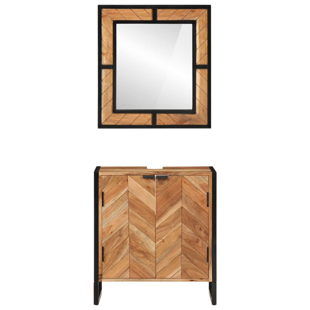 vidaXL 2 Piece Bathroom Furniture Set Iron and Solid Wood Acacia
