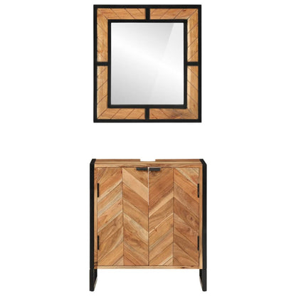 vidaXL 2 Piece Bathroom Furniture Set Iron and Solid Wood Acacia
